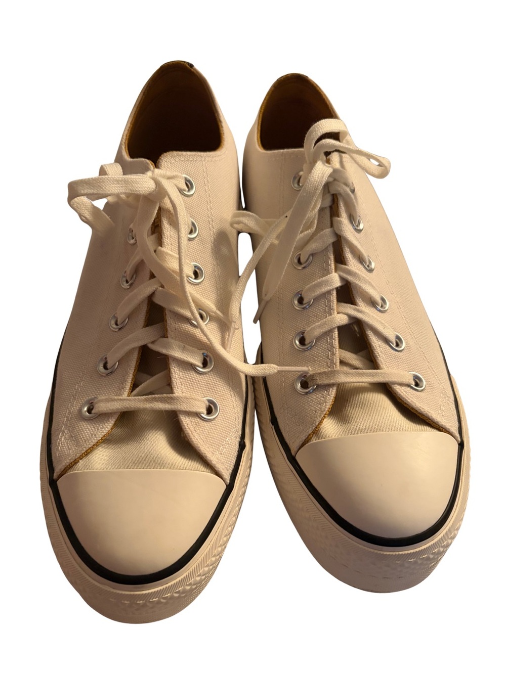 Converse Low-Top Ox Platform Canvas Sneakers in cream/white